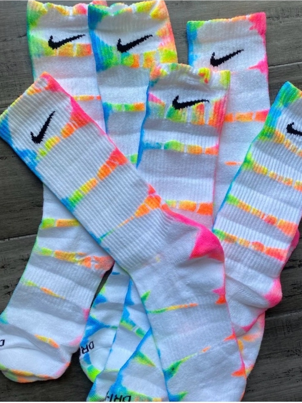 ✨ FOUR PAIR BUNDLE ✨
NIKE custom rainbow tie-dye socks - Picture 2 of 3